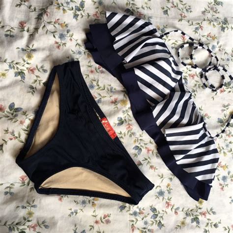 Navy Blue Bikini Women S Fashion Swimwear Bikinis Swimsuits On