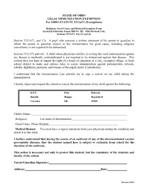 Ohio Vaccine Exemption Form Complete With Ease Airslate Signnow