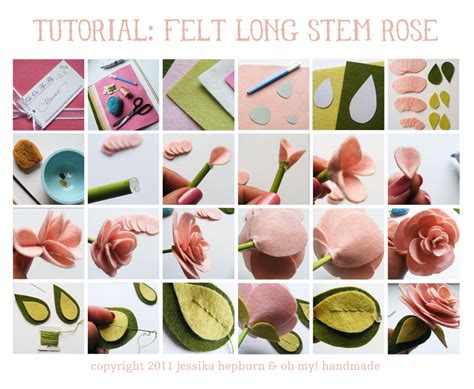 Tutorial Make A Long Stem Felt Rose Oh My Handmade