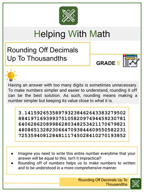 Rounding Off Decimals Up To Thousandths Helping With Math