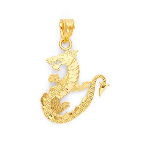 14k Real Solid Gold Dragon Necklace Dragon Pendant For Her Etsy Singapore