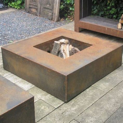 Adezz Corten Steel Square Firepit Table Outdoor Heating Company