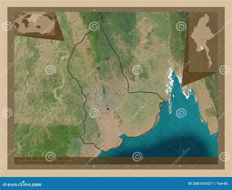 Yangon Myanmar Low Res Satellite Capital Stock Illustration