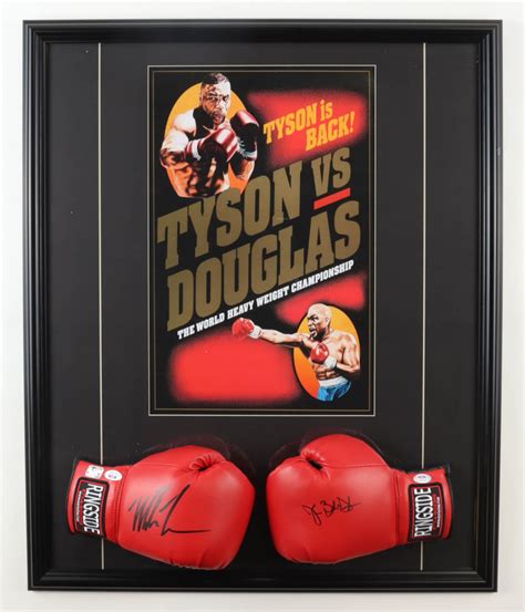 Mike Tyson James Buster Douglas Signed Custom Framed Boxing Glove