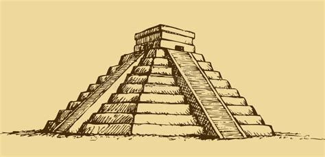 Vektorillustration Med Mayan Pyramider I Mexico Vektor Illustrationer