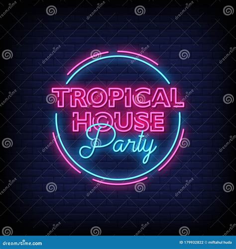 Tropical House Party Neon Signs Style Text Vector Stock Vector