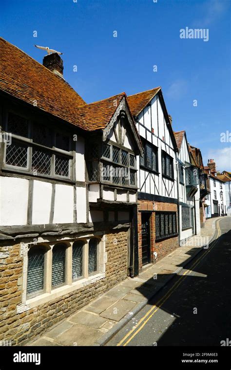 Quaint Historic Timber Framed Houses In All Saints Street In The Old Town Hastings East Sussex