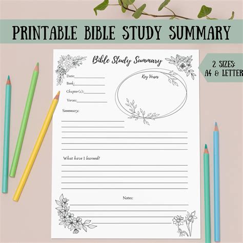 Printable Bible Study Summary Bible Study Supplies Womens Ministry ...