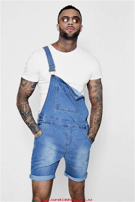 Denim Bib Shorts For Men