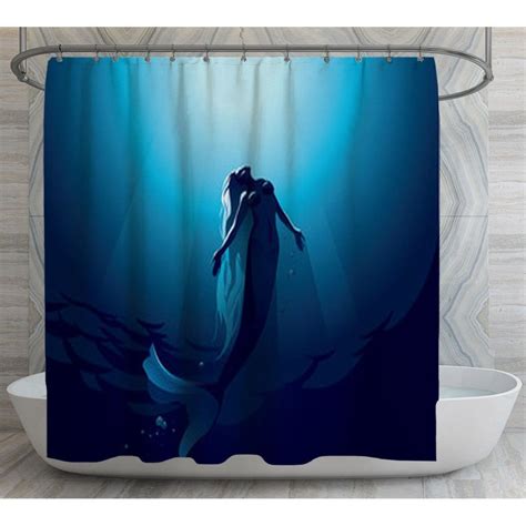 Mermaid Shower Curtain Mermaid Bathroom Decor Blue Shower Curtains