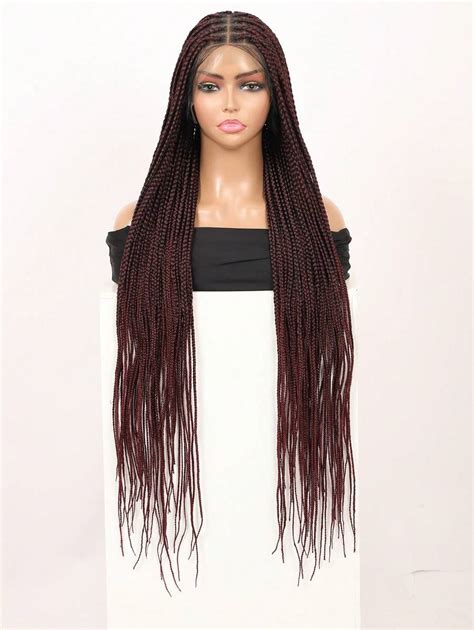 Inches Full Double Lace Front Box Braided Wigs For Women Knotless