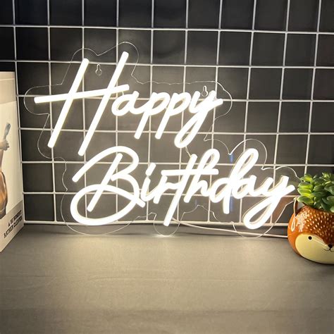 Snapklik Happy Birthday Neon Sign For Wall Decor Warm White Led