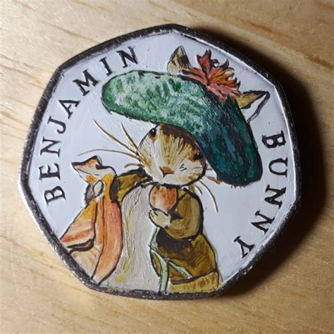 Benjamin Bunny 50p – Hand Painted – potterart.co.uk