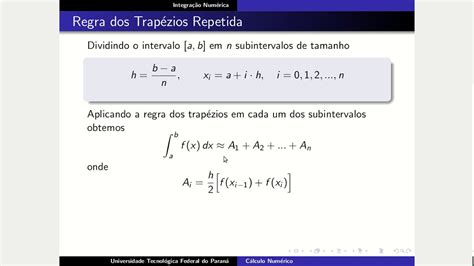 Integração Numérica Regra Dos Trapézios Cálculo Numérico Youtube