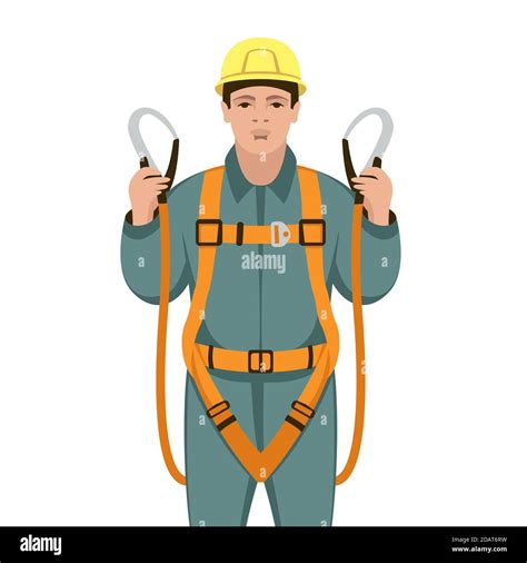 Worker Safety Belts Vector Illustration Flat Style Front Side