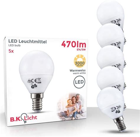 B K Licht Led Leuchtmittel E14 5 St Warmweiß Led Lampe Glühbirne 5