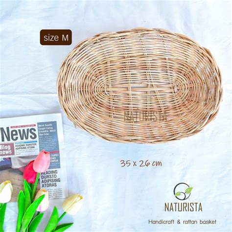 Bakul Rotan Handmade Round Rattan Basket Rattan Tray Weaving Food Tray