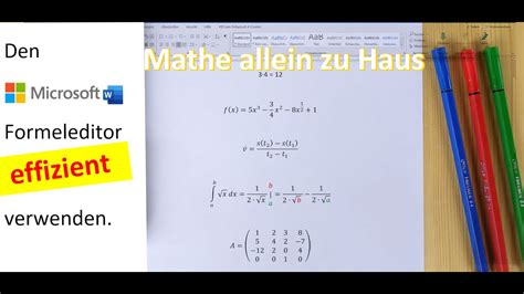 Den Microsoft Formeleditor Effizient Verwenden Mathe Allein Zu Haus