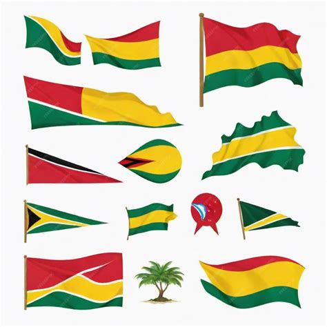 Conjunto Vectorial De Dibujos Animados De Guyana Fondo Blanco Aislado
