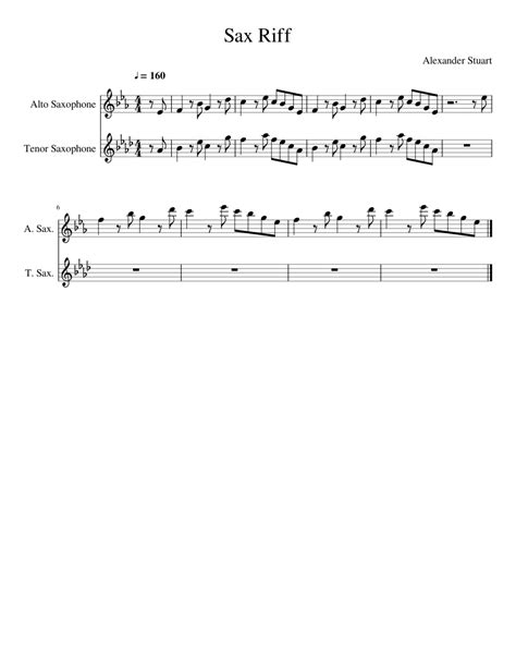 Sax Riff Sheet Music For Saxophone Alto Saxophone Tenor Woodwind