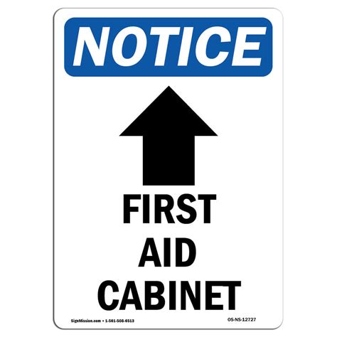 Signmission Osha Notice First Aid Cabinet Up Arrow Sign With Symbol