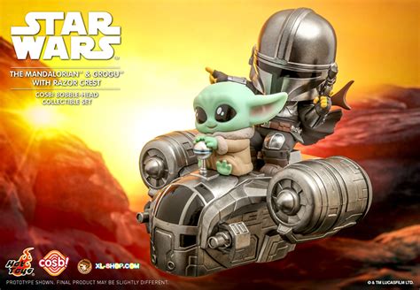Hot Toys CBX128 The Mandalorian The Mandalorian Grogu With Razor Crest Cosbi Bobble Head