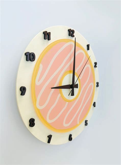 Pinky Donut Wall Clock Plywood And Uv Printed Acrylic Ideal Etsy