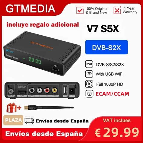 GTMEDIA Receptor De Sat Lite V7 S5X Decodificador 1080P FHD Compatible