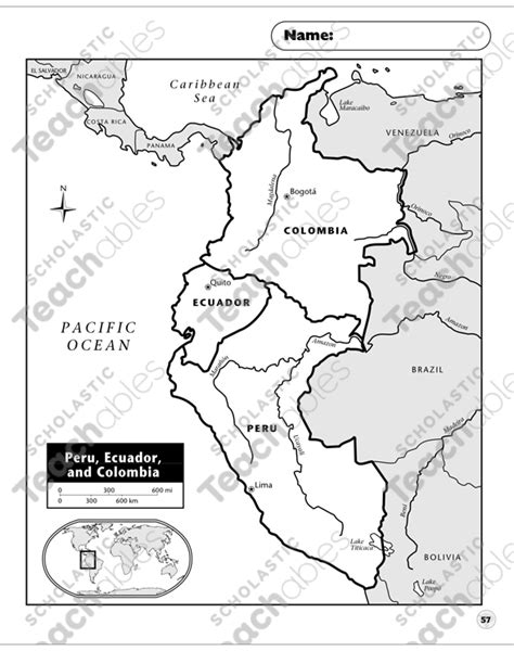 Peru, Ecuador, and Colombia Map | Printable Maps - Worksheets Library