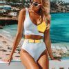 Women Pcs Swimwear Bandage Padded Bra Bikini Set Push Up Solid Beachwear Swimsuit Bathing Suit