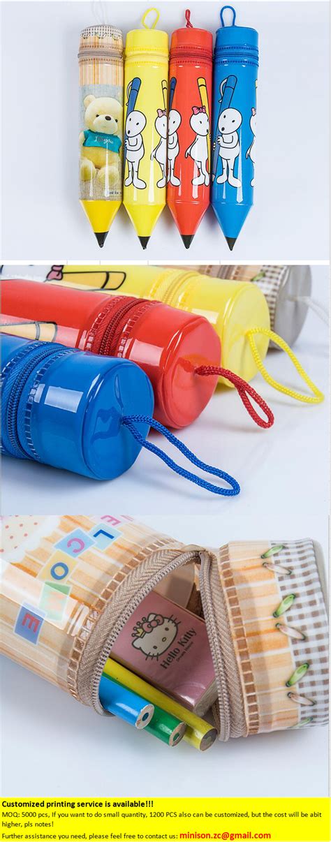 Colorful Pvc Pencil Shaped Pencil Case For Promotion