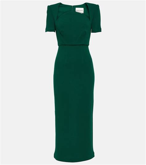 Buy Roland Mouret Moon Wool Midi Dress Green At 40 Off