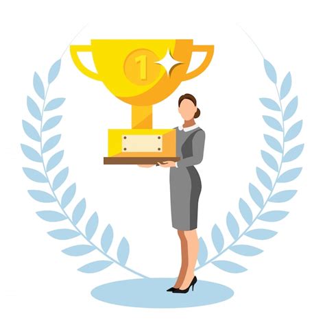 Premium Vector Business Man Holding A Trophy Illustration