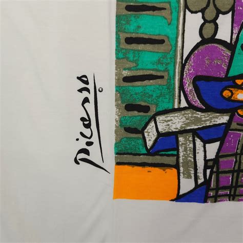 Vintage Pablo Picasso Mens Shirt Medium White Art Gra Gem