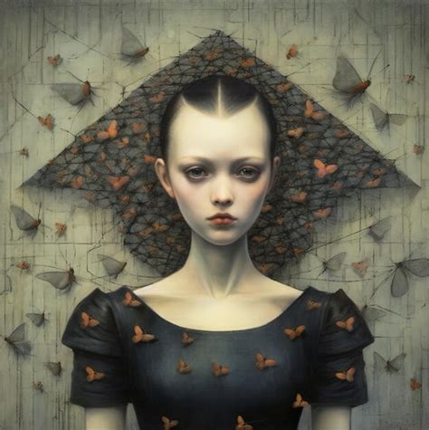 Premium AI Image A Painting Of A Woman With Butterflies On Her Head