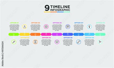 Fototapeta mapa świata dla dzieci 9 step timeline infographic element