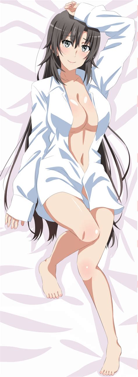 Rule 34 Alluring Bare Legs Big Breasts Black Hair Dakimakura Dakimakura Design Female Grey