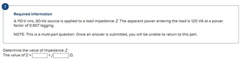 Solved A V Rms Hz Source Is Applied To A Load Chegg