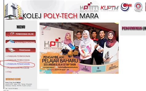 KOLEJ POLY TECH MARA CARA MEMBUAT PENGESAHAN ONLINE BAGI KEMASUKAN KE