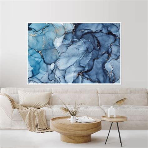 Quadro Decorativo Abstrato Azul Fluido Elo Produtos Especiais