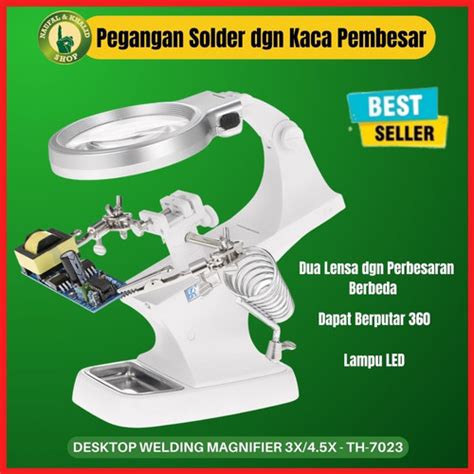 Jual Pegangan Solder Dengan Kaca Pembesar Desktop Welding Magnifier