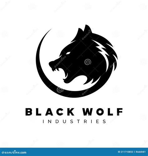 Black Wolf Creative Logo Vector Design Illustration Stock Vector - Illustration of line, moon ...