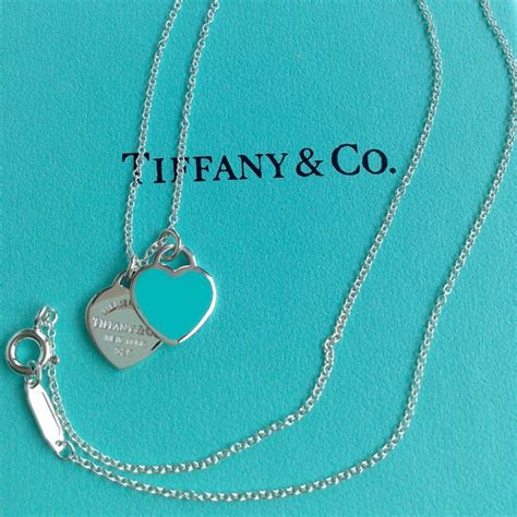 【tiffany And Co蒂芙尼 项链】tiffany And Co蒂芙尼 925银镶双心形珐琅蓝心粉心爱心吊坠项链 27125107 蓝色