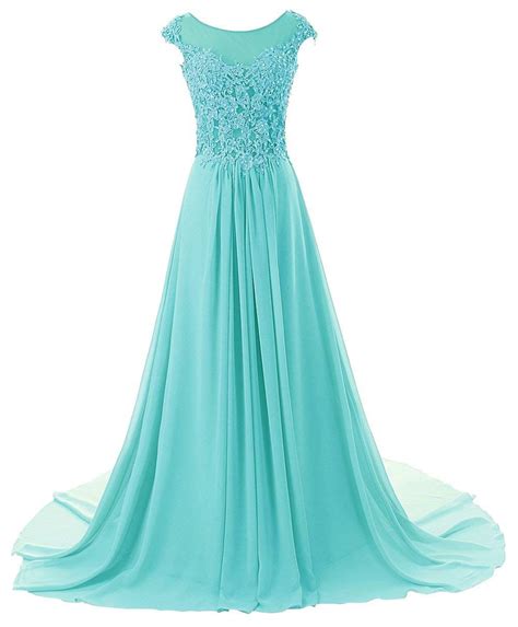 Fitty Lell Womens Chiffon Prom Dress Cap Sleeve Bridesmaid Dress Long Formal Evening Gowns