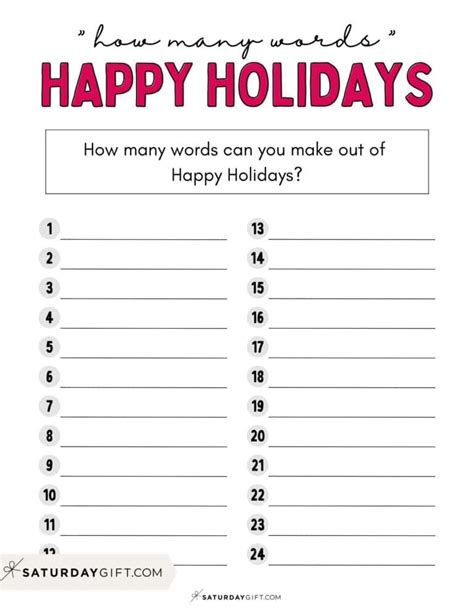 How Many Words Can You Make From Christmas Worksheet