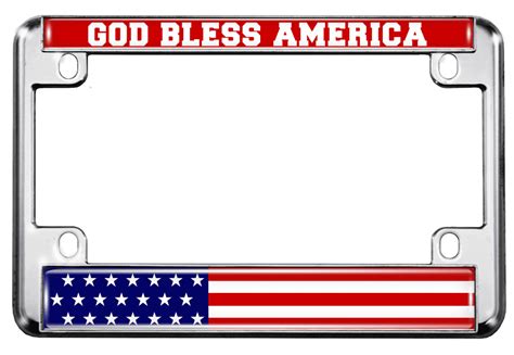 God Bless America USA Flag Patriotic Motorcycle License Plate Frame ...