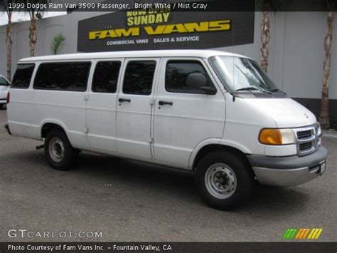 Bright White 1999 Dodge Ram Van 3500 Passenger Mist Gray Interior Vehicle