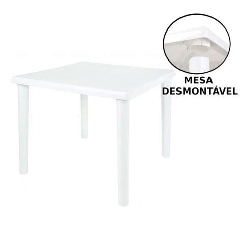 Mesa Plastica Quadrada Desmontavel Cm Branca Mor E Lazer Outros