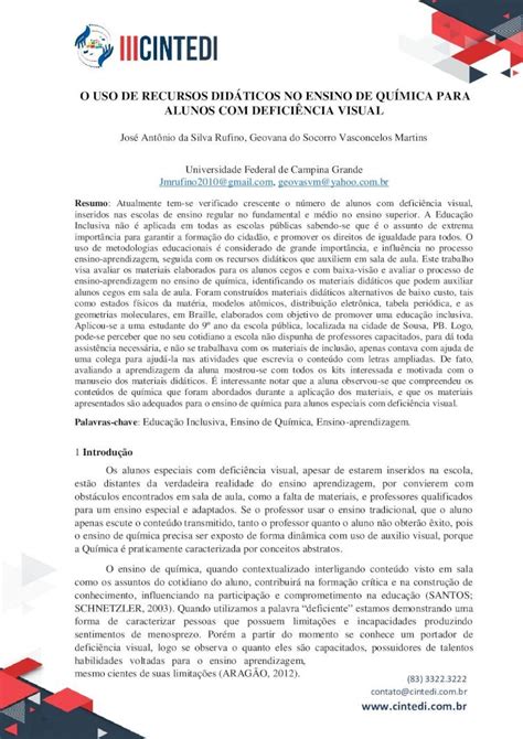 PDF O USO DE RECURSOS DIDÁTICOS NO ENSINO editorarealize br