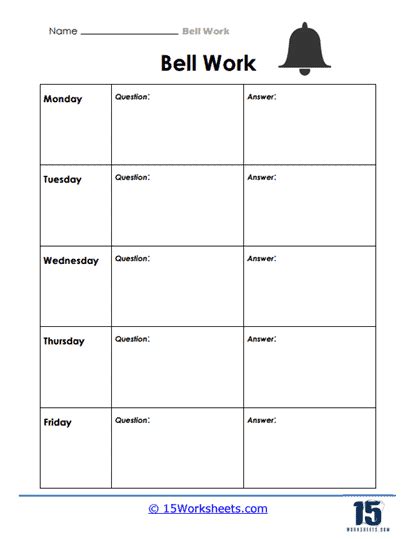 Bell Work Worksheets 15